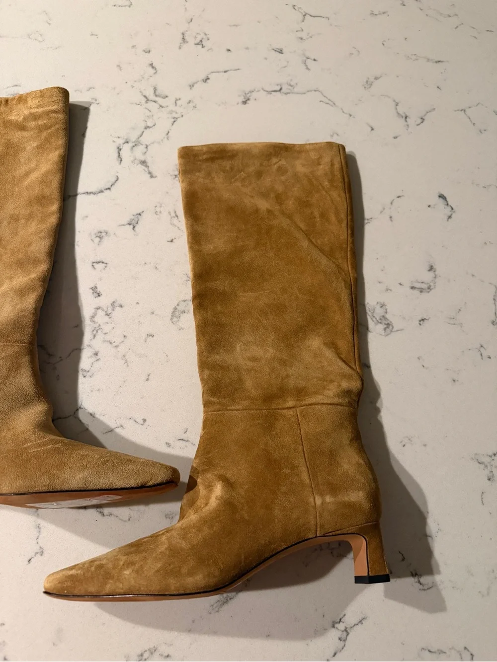 Vince Harlan Tall Suede Boot, Tan light brown Sahara modern minimalist trendy